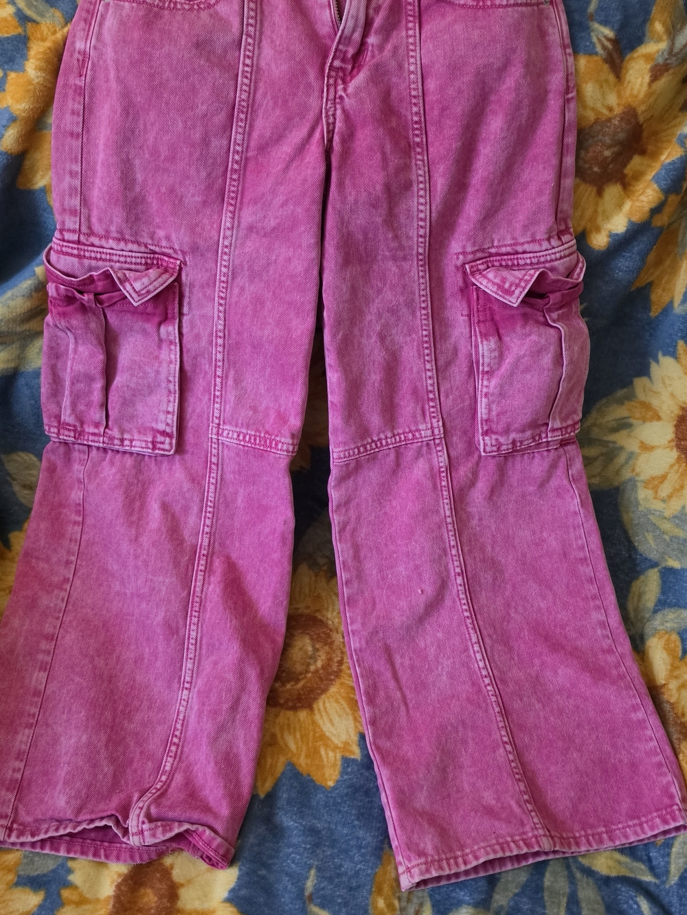Old Navy Hot Pink Cargo Flare Jeans